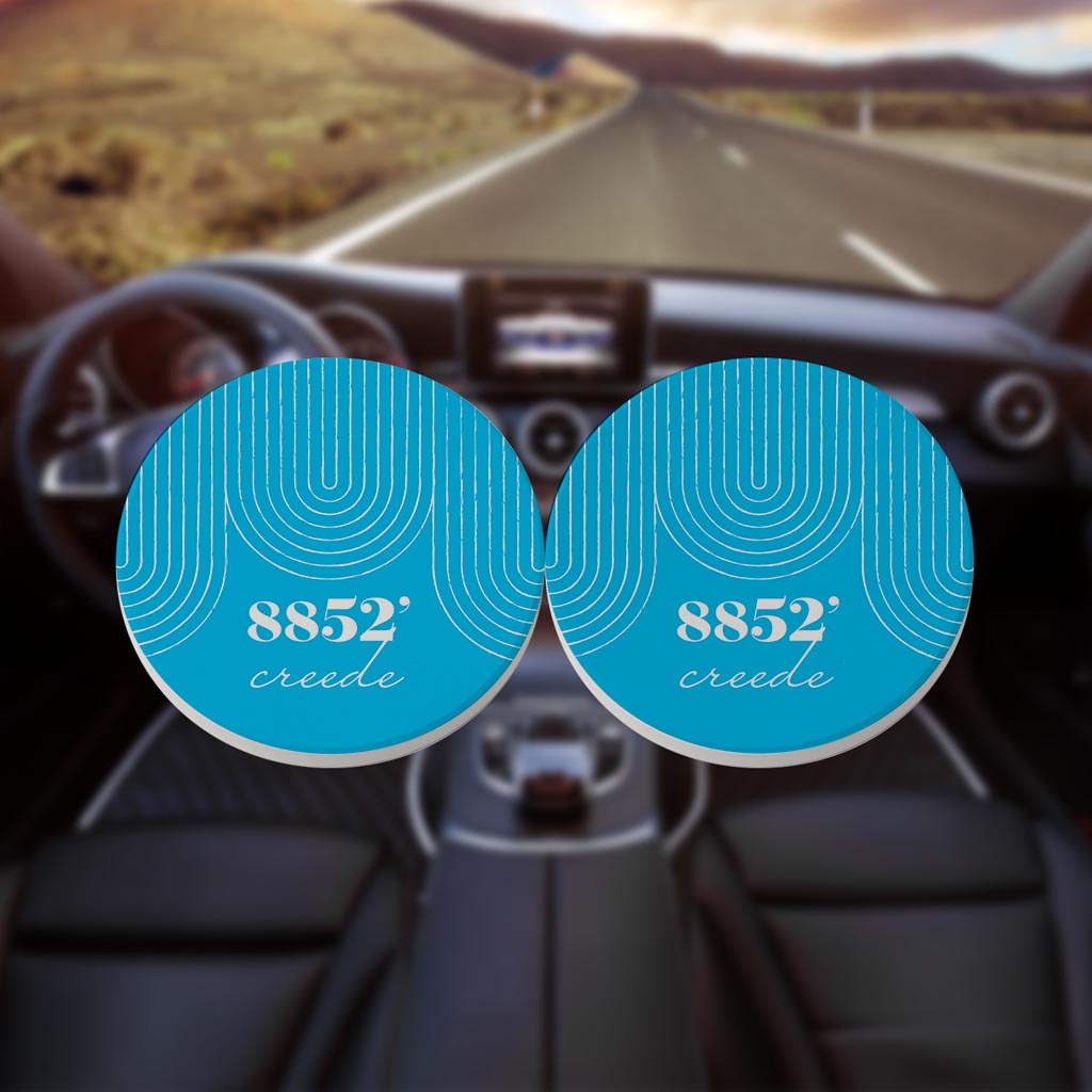 Bright Modern Elevation Teal Colorado Creede | Absorbent Car Coasters | Set of 2 | Min 4