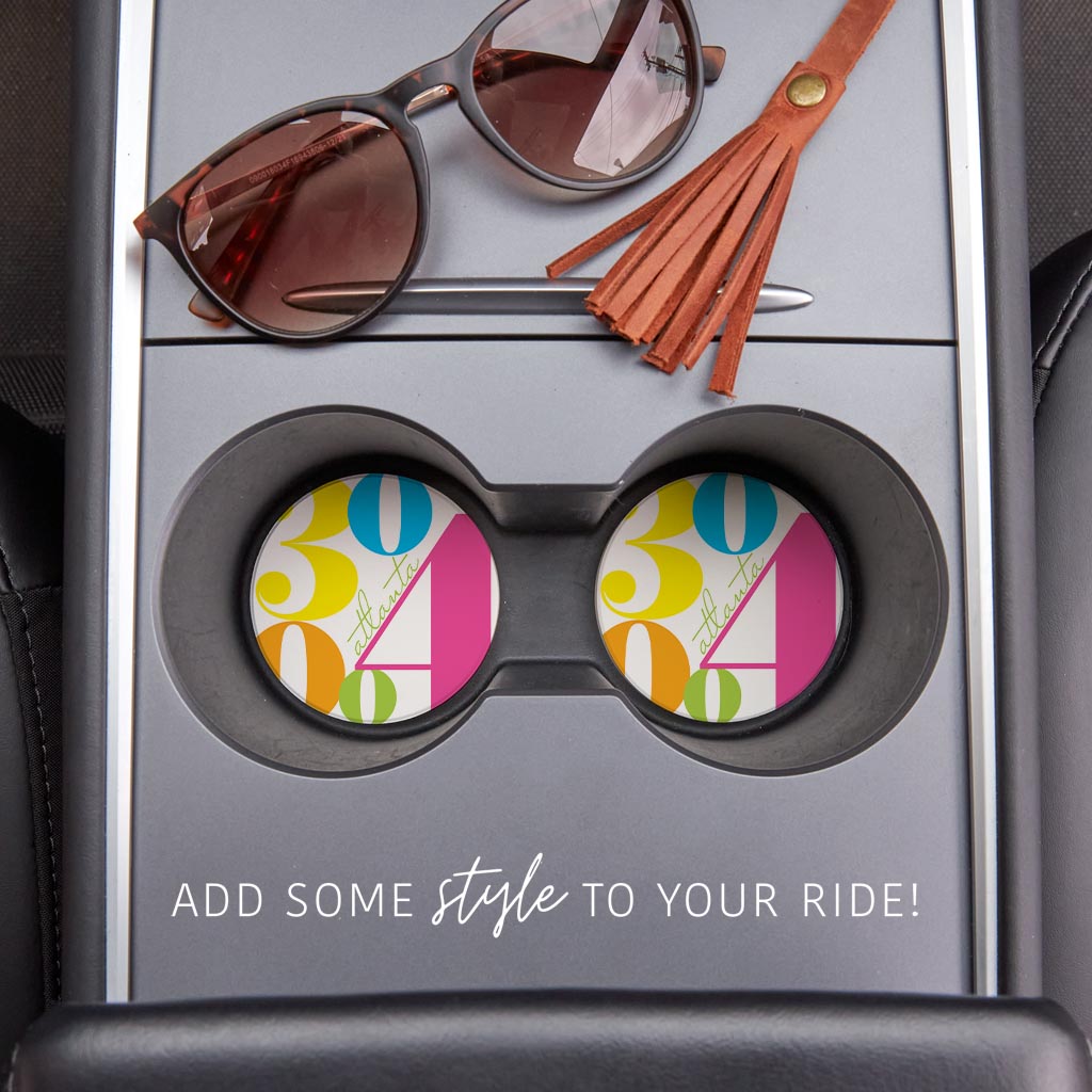Bright Modern Color Block City Zip Georgia Atlanta | Absorbent Car Coasters | Set of 2 | Min 4
