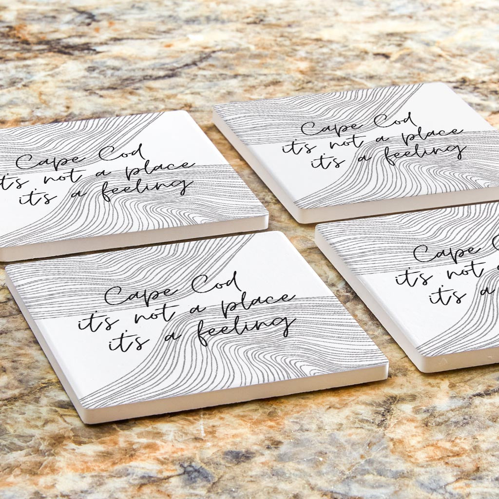 Minimalistic B&W Cape Cod A Feeling | Absorbent Coasters | Set of 4 | Min 2
