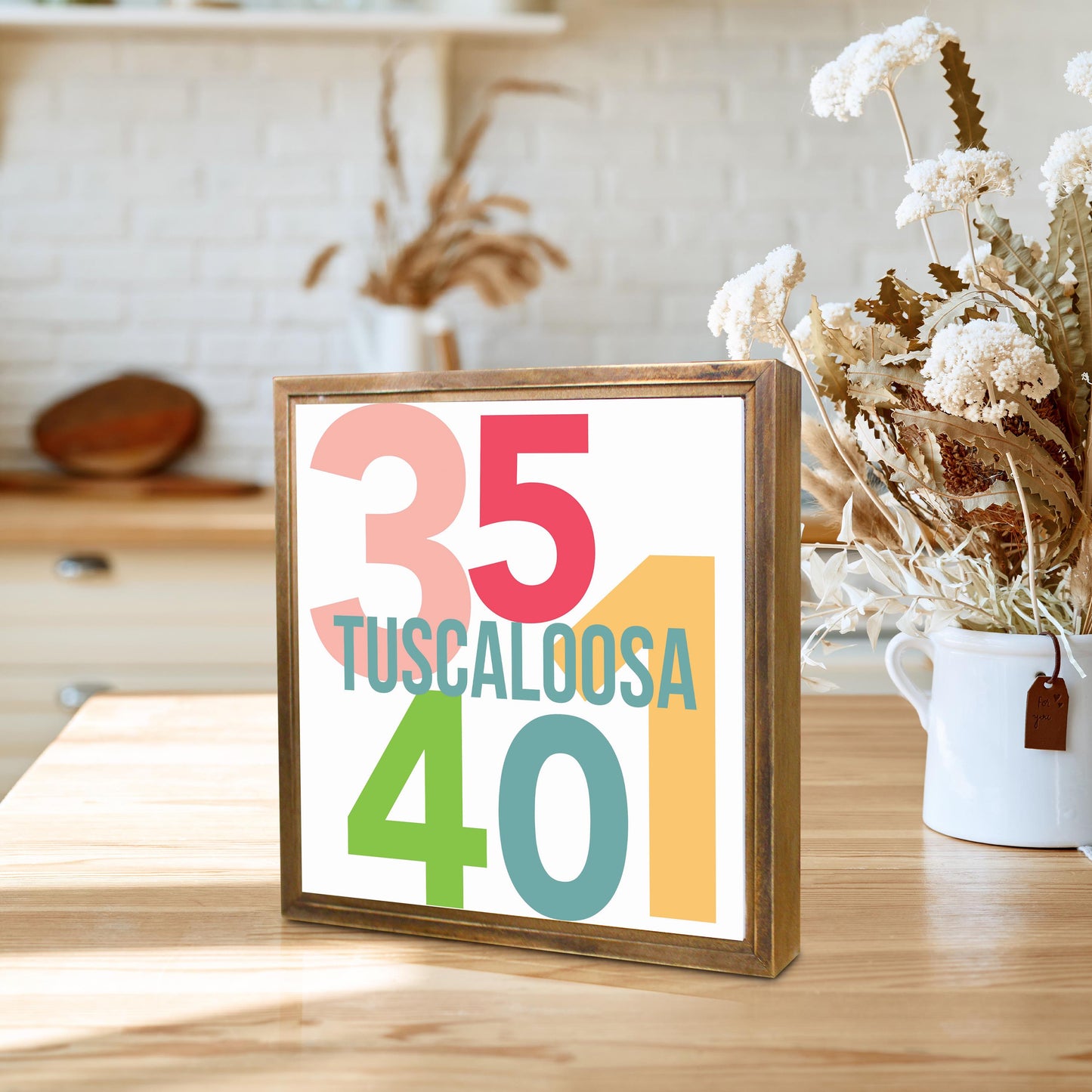 Boho Color Color Block City Zip Alabama Tuscaloosa | Wood Sign | Eaches | Min 1