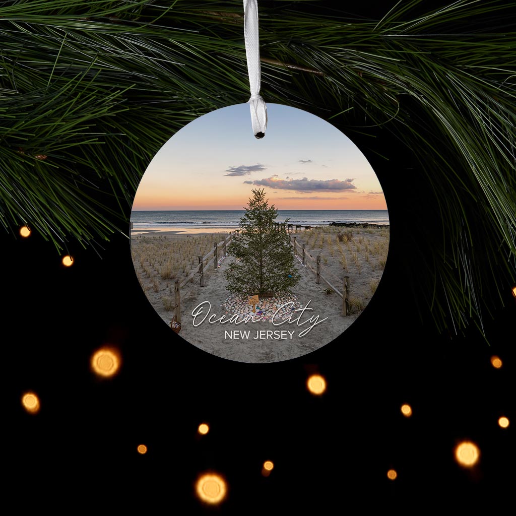 OCNJ North St Christmas Tree Ornament | Wood Ornament | Eaches | Min 6