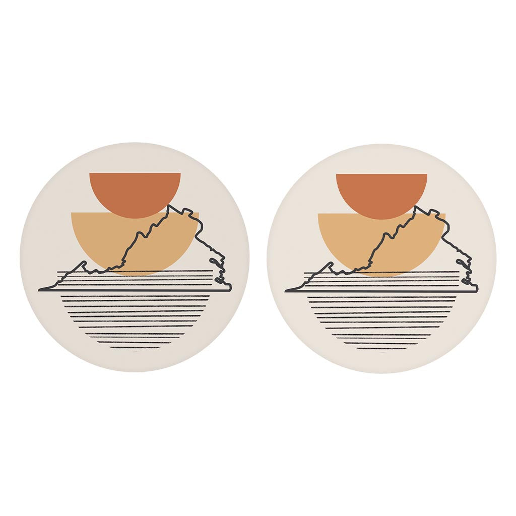 Vintage Groove Shape Stack Virginia| Absorbent Car Coasters | Set of 2 | Min 4