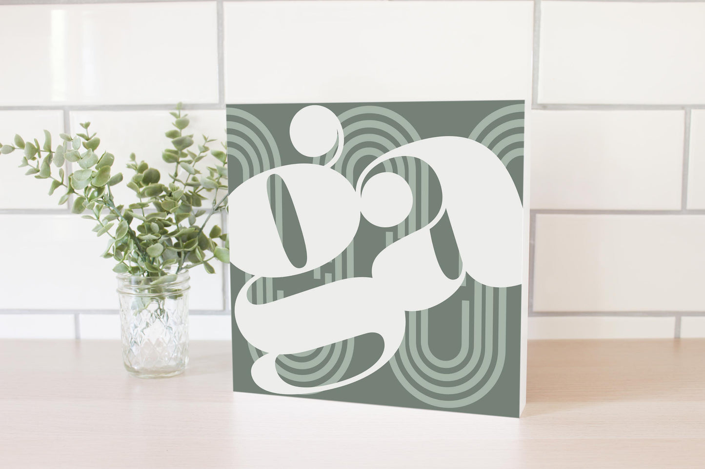 Vintage Groove Green Wave Lines Georgia Ga | Wood Block | Eaches | Min 2