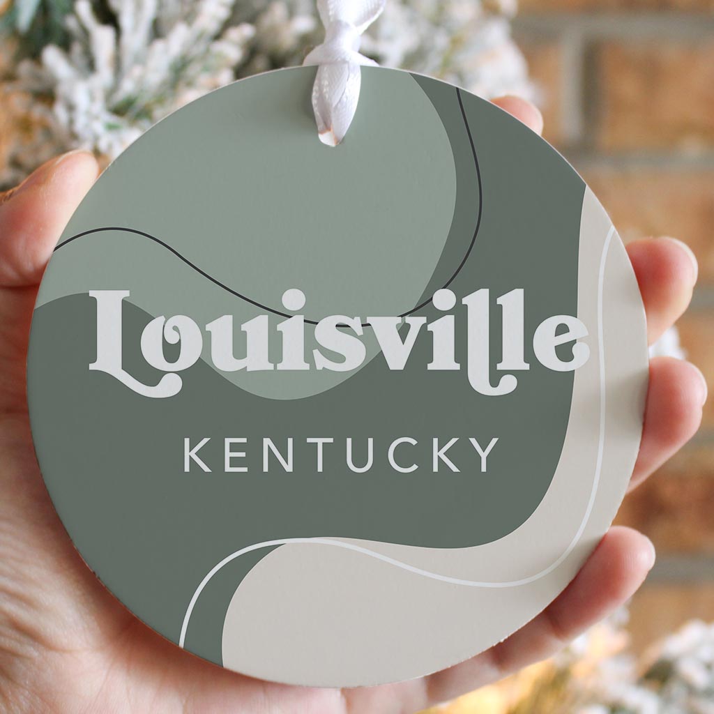 Vintage Groove Fluid Green Kentucky Louisville | Wood Ornament | Eaches | Min 6