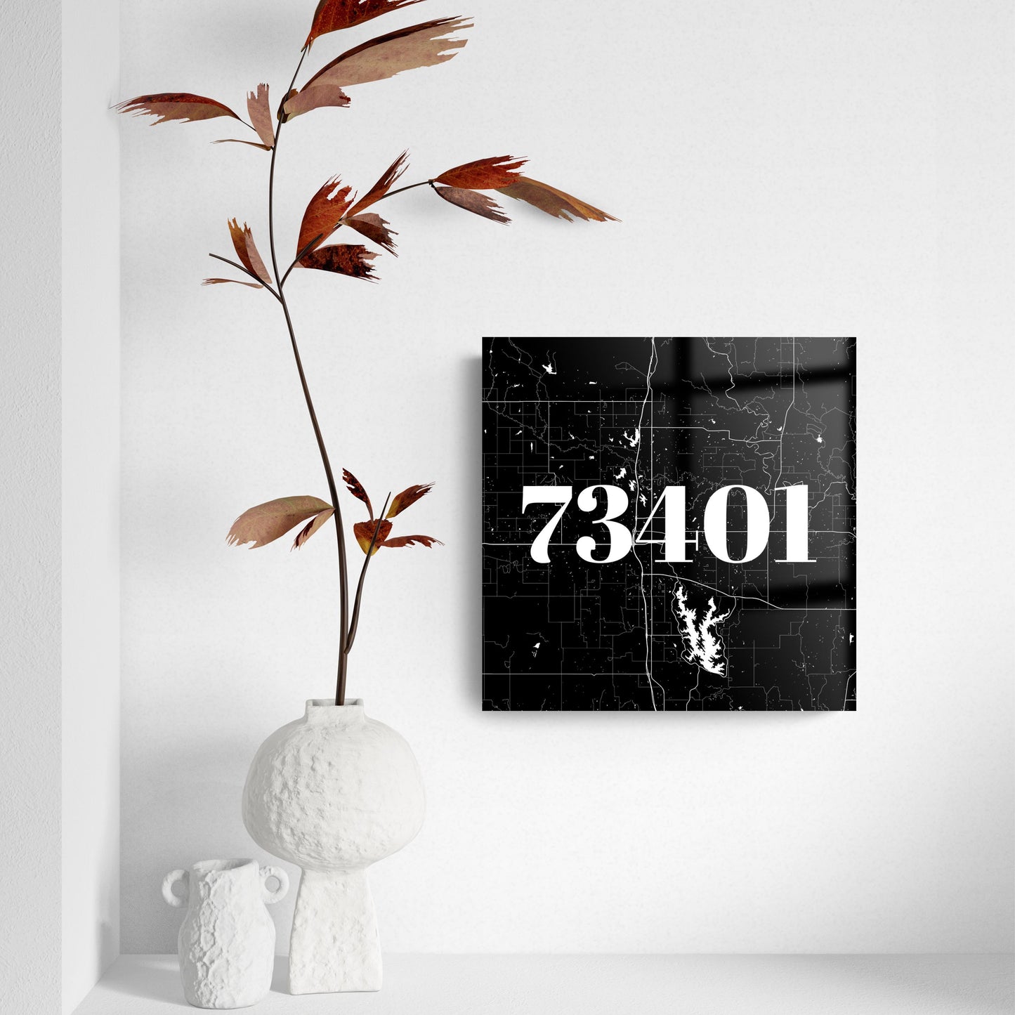 Minimalistic B&W Ardmore Ok 73401 Map | Hi-Def Glass Art | Eaches | Min 2