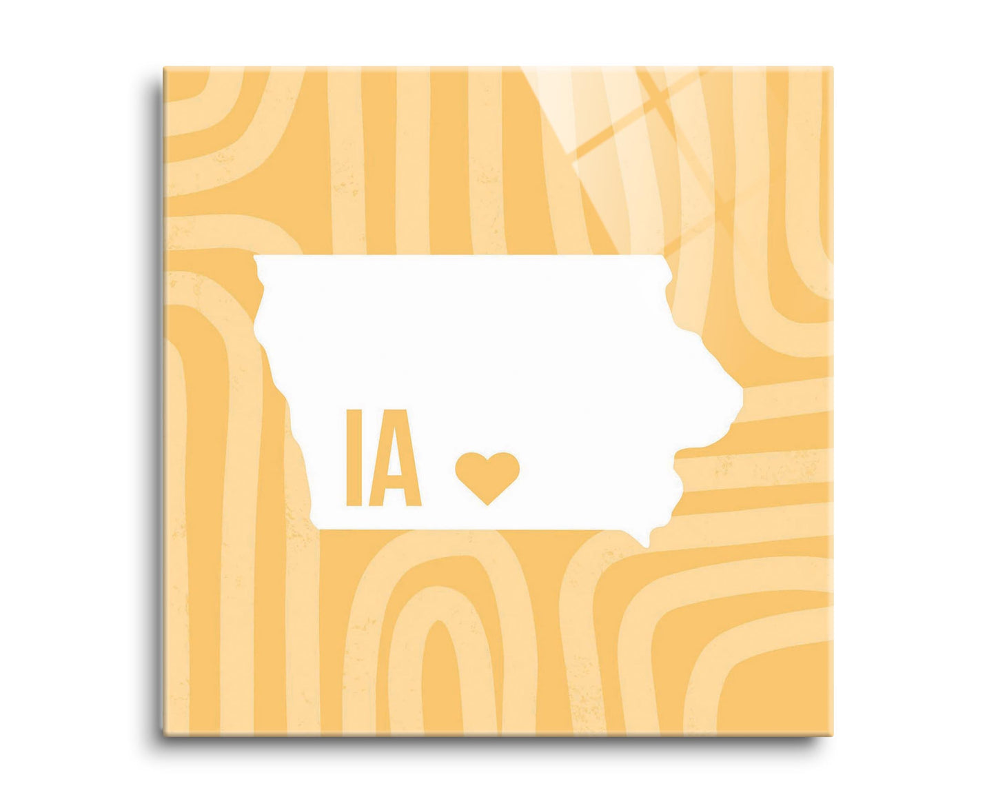 Boho Color Heart State On Yellow Iowa | Hi-Def Glass Art | Eaches | Min 2