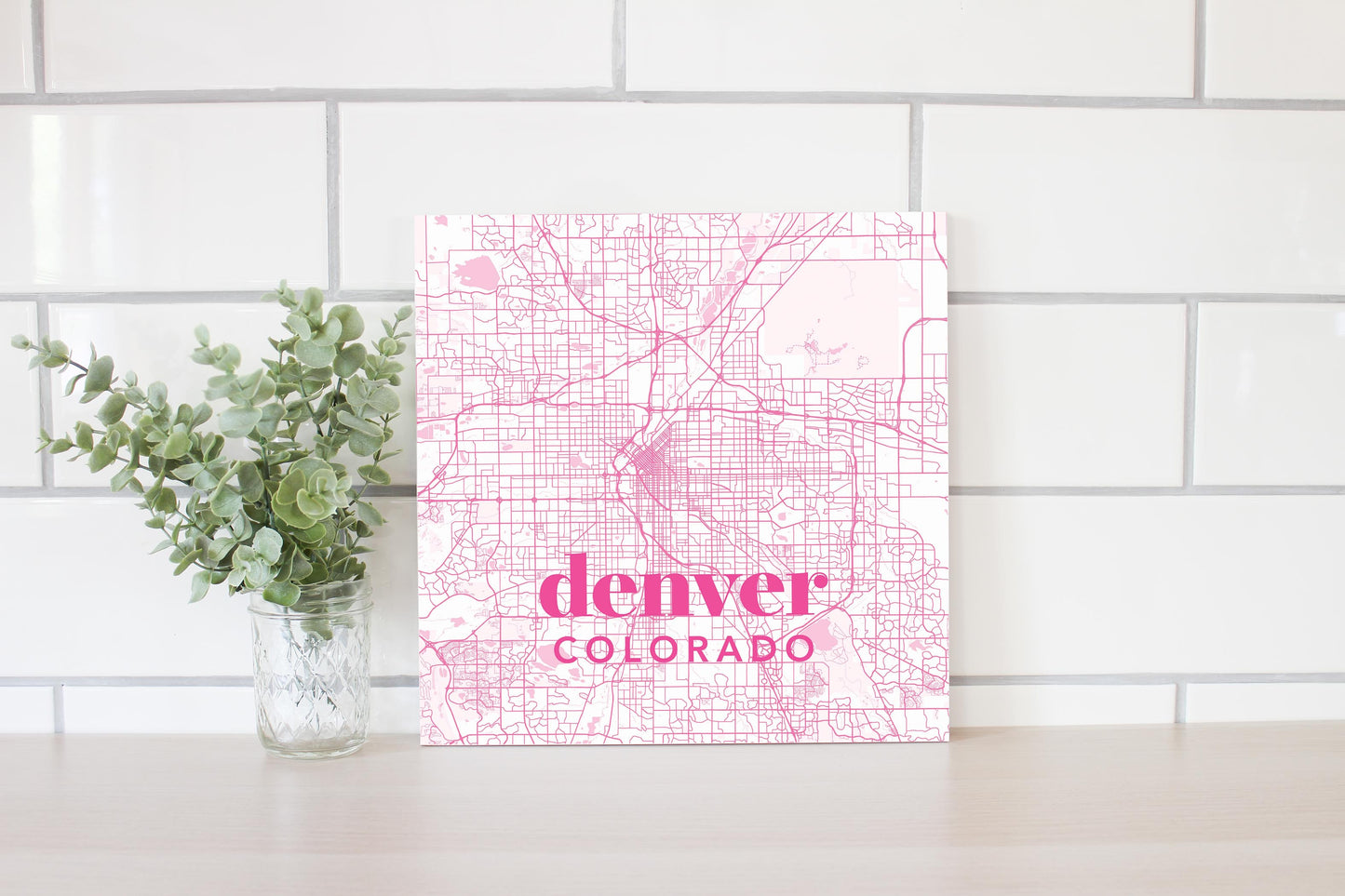 Bright Modern Pink Map Colorado Denver | Wood Sign | Eaches | Min 2