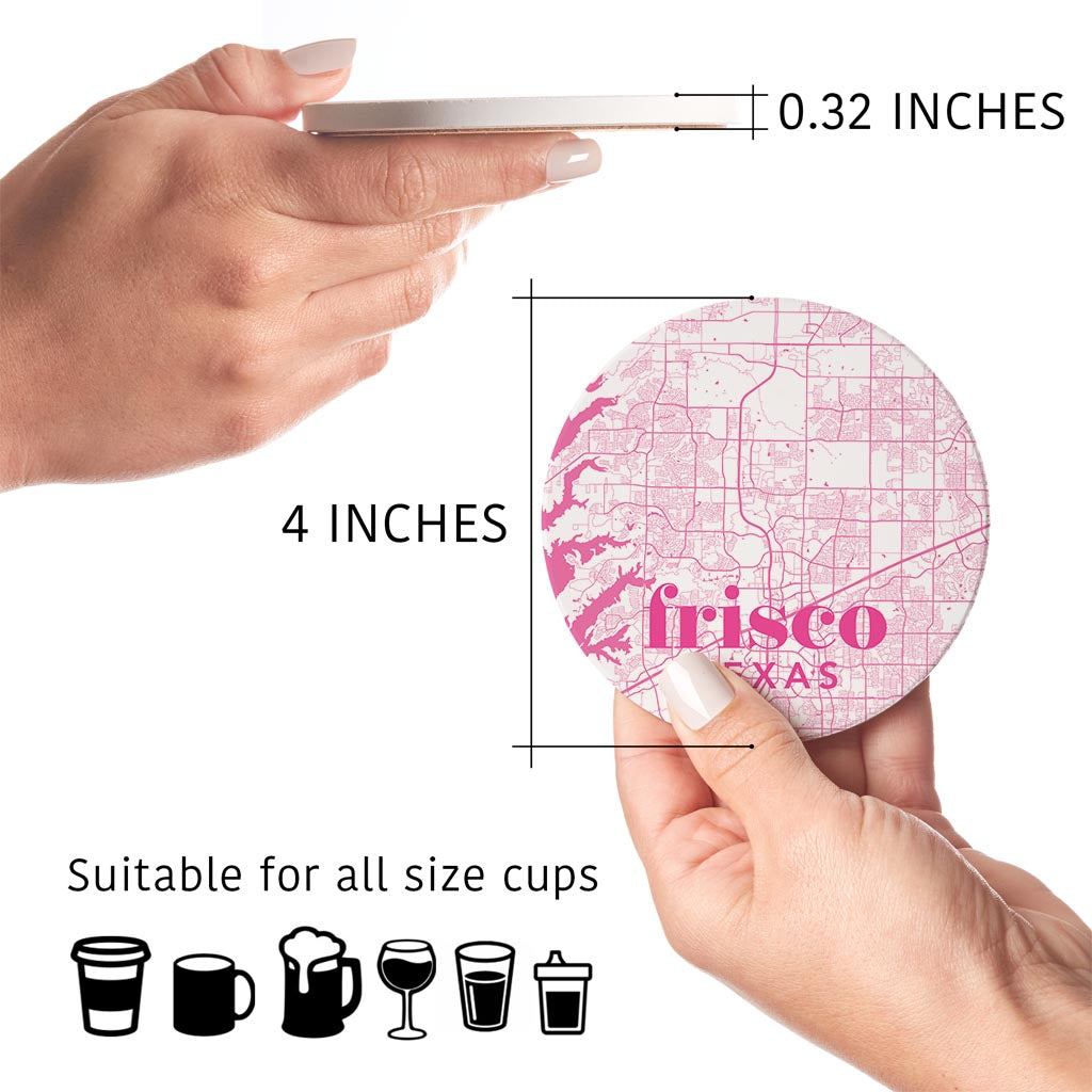 Bright Modern Pink Map Texas Frisco