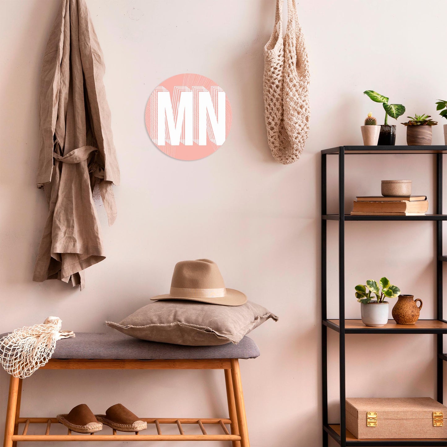 Boho Color Abbreviated On Pink Minnesota | Wood Sign | Eaches | Min 1