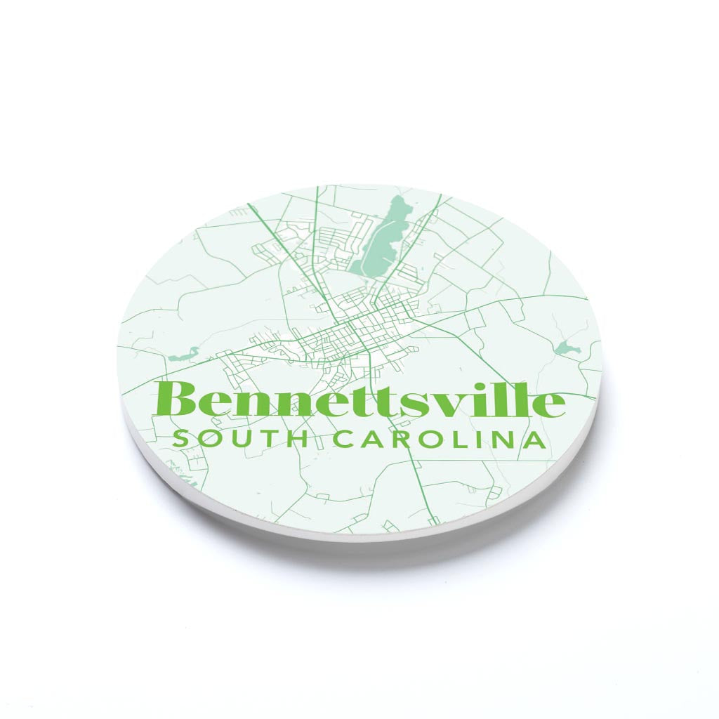Bright Modern Green Map Bennettsville SC | 2.65x2.65