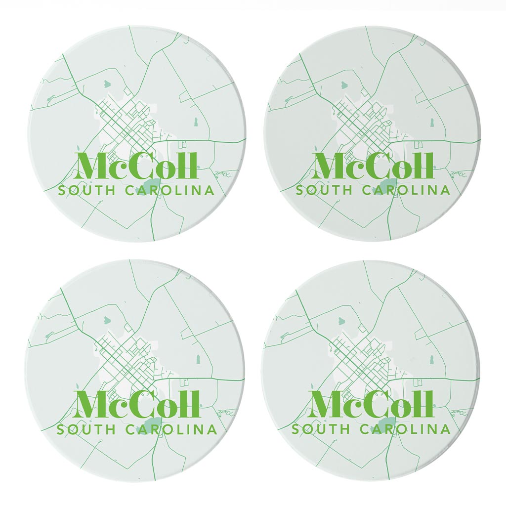 Bright Modern Green Map McColl SC | 4x4