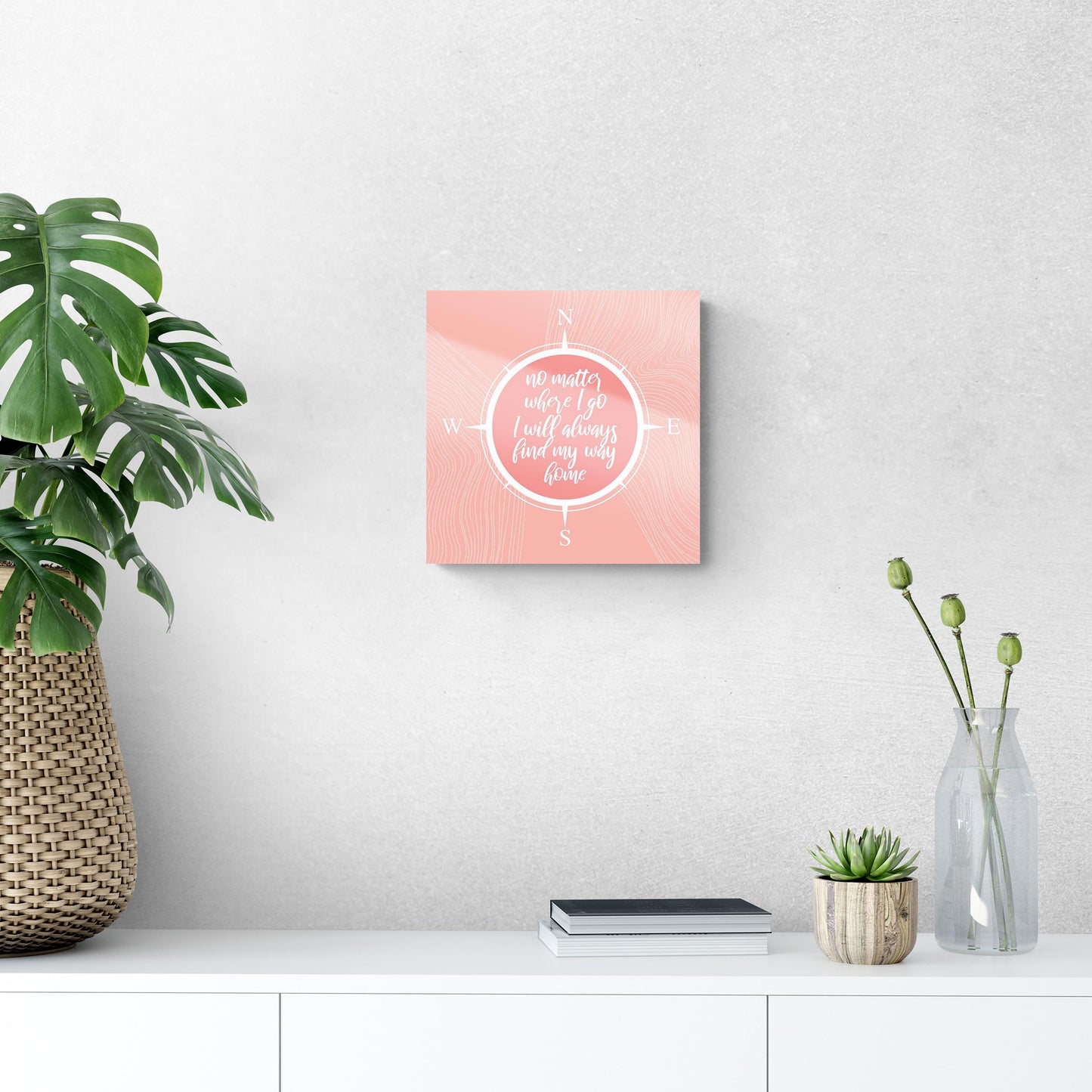 Boho Color Compass On Pink Quote | Hi-Def Glass Art | Eaches | Min 1