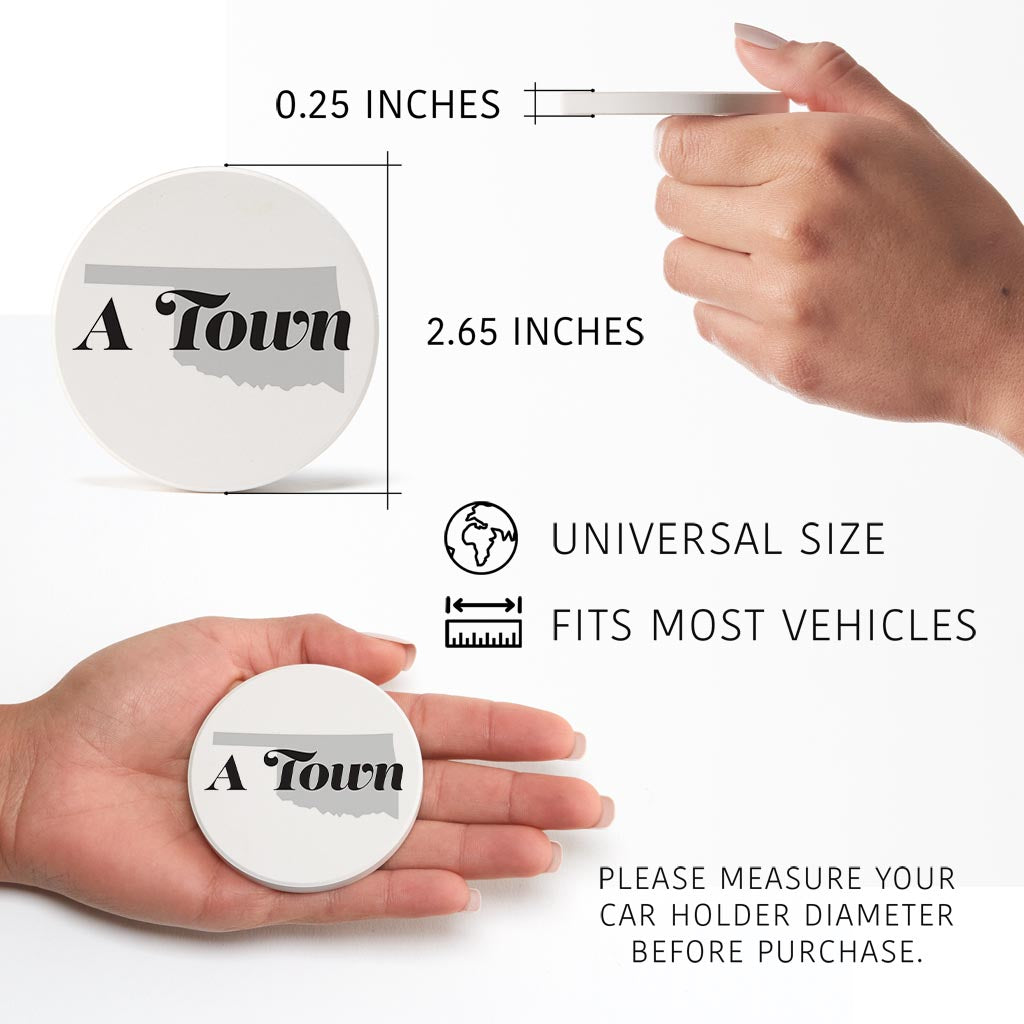 Minimalistic B&W Ardmore Ok A Town White| Absorbent Car Coasters | Set of 2 | Min 4