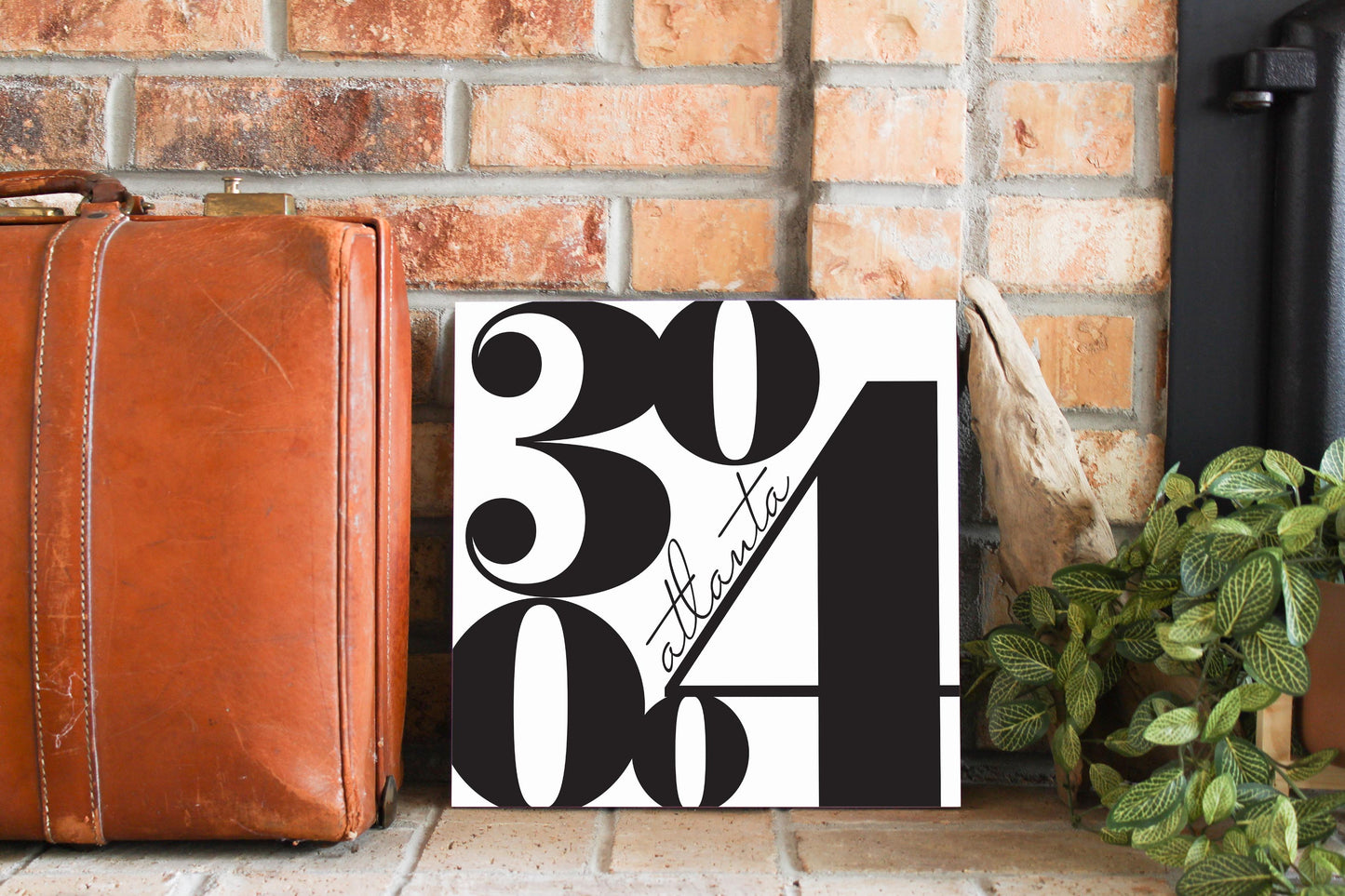 Black And White Zip Block Georgia Atlanta | Wood Sign | Eaches | Min 2