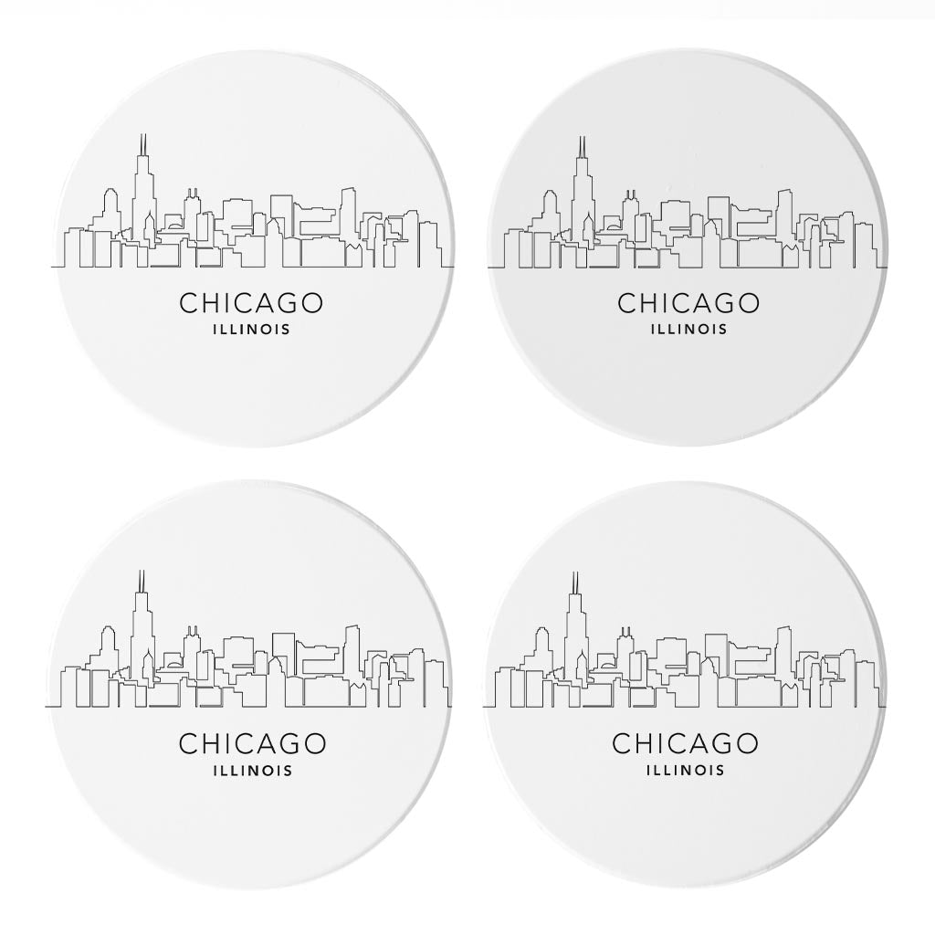 Minimalistic B&W Illinois Chicago Skyline | 4x4