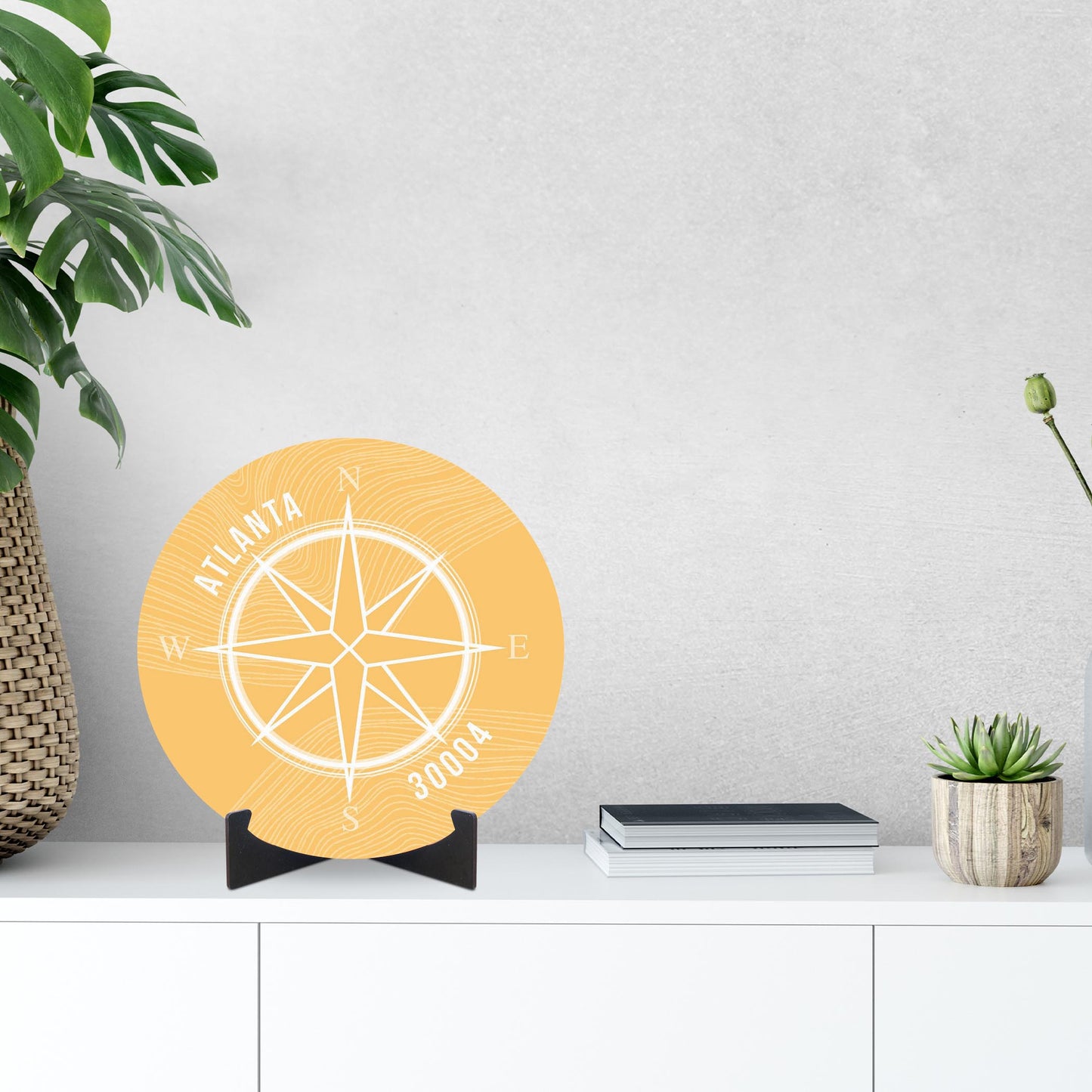 Boho Color Compass Zip On Yellow Georgia Atlanta | Wood Sign | Eaches | Min 1