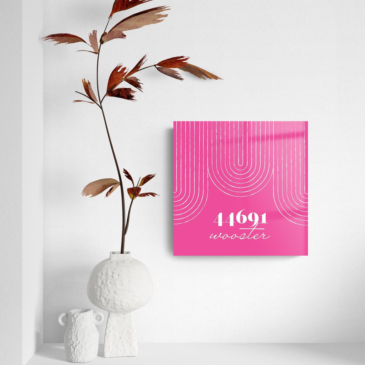 Bright Modern City Zip On Pink Ohio Wooster | Hi-Def Glass Art | Eaches | Min 2