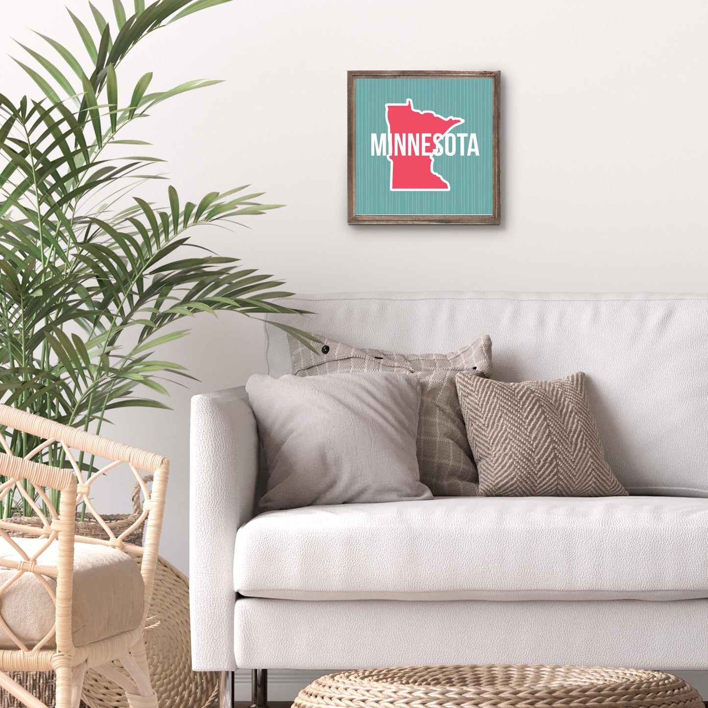 Boho Color State On Blue Minnesota | Wood Sign | Eaches | Min 1