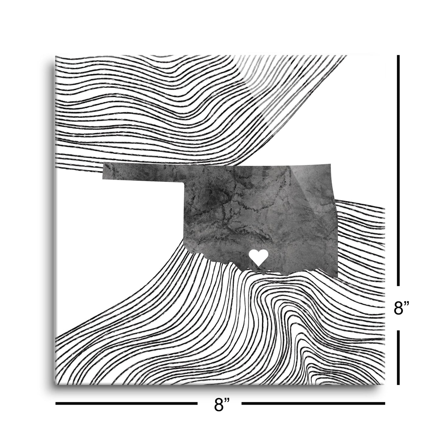 Minimalistic B&W Ardmore Ok Heart Fluid State | Hi-Def Glass Art | Eaches | Min 2