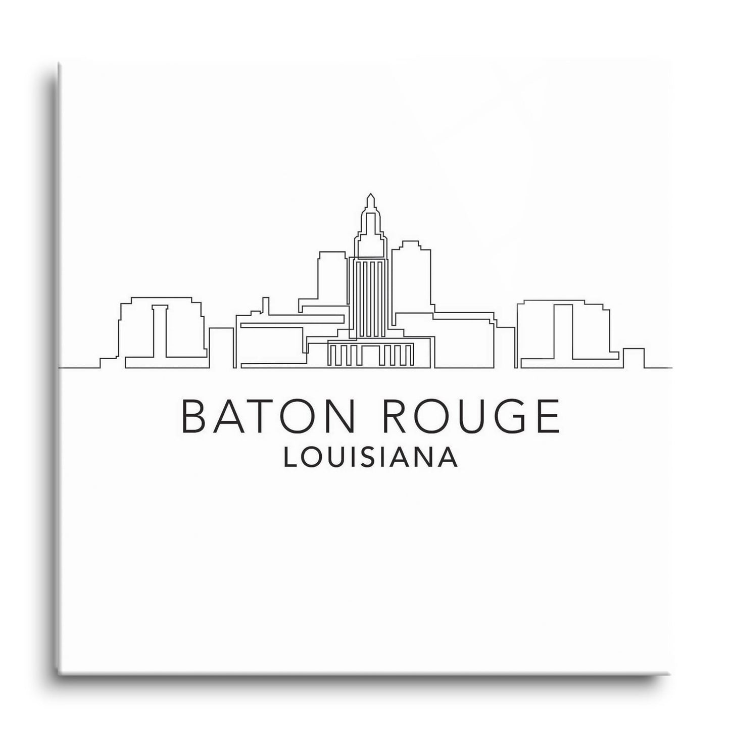 Minimalistic Baton Rouge Skyline | Hi-Def Glass Art | Eaches | Min 1
