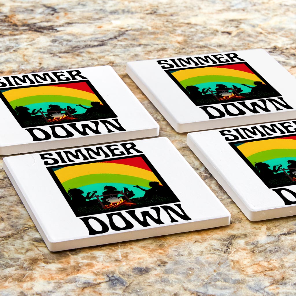 Square Coasters Simmer Down Communal Fire Set of Four | 4x4