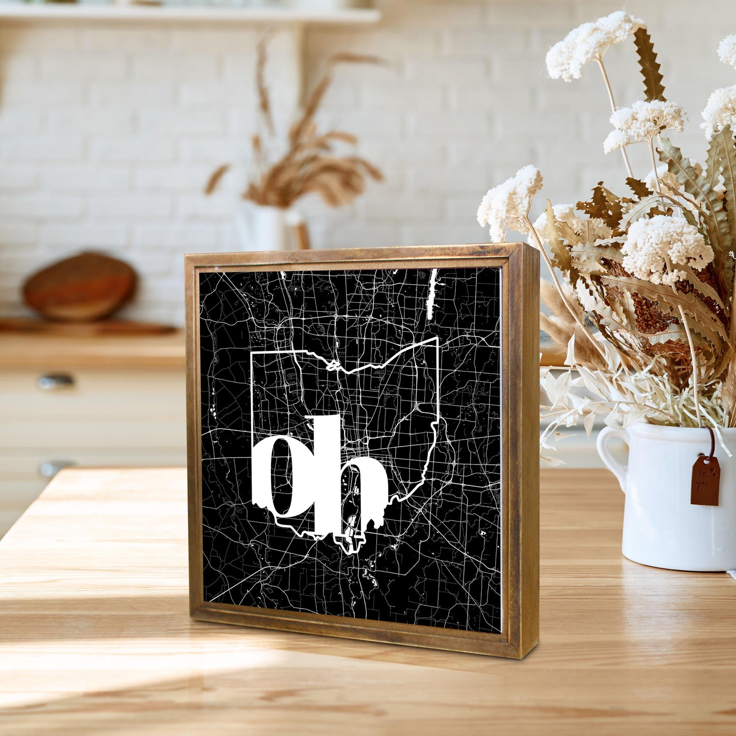 Black And White Abbreviated State Map Black Ohio Columbus | Wood Sign | Eaches | Min 1