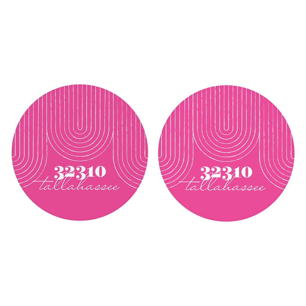 Bright Modern City Zip On Pink Florida Tallahassee | Absorbent Car Coasters | Set of 2 | Min 4