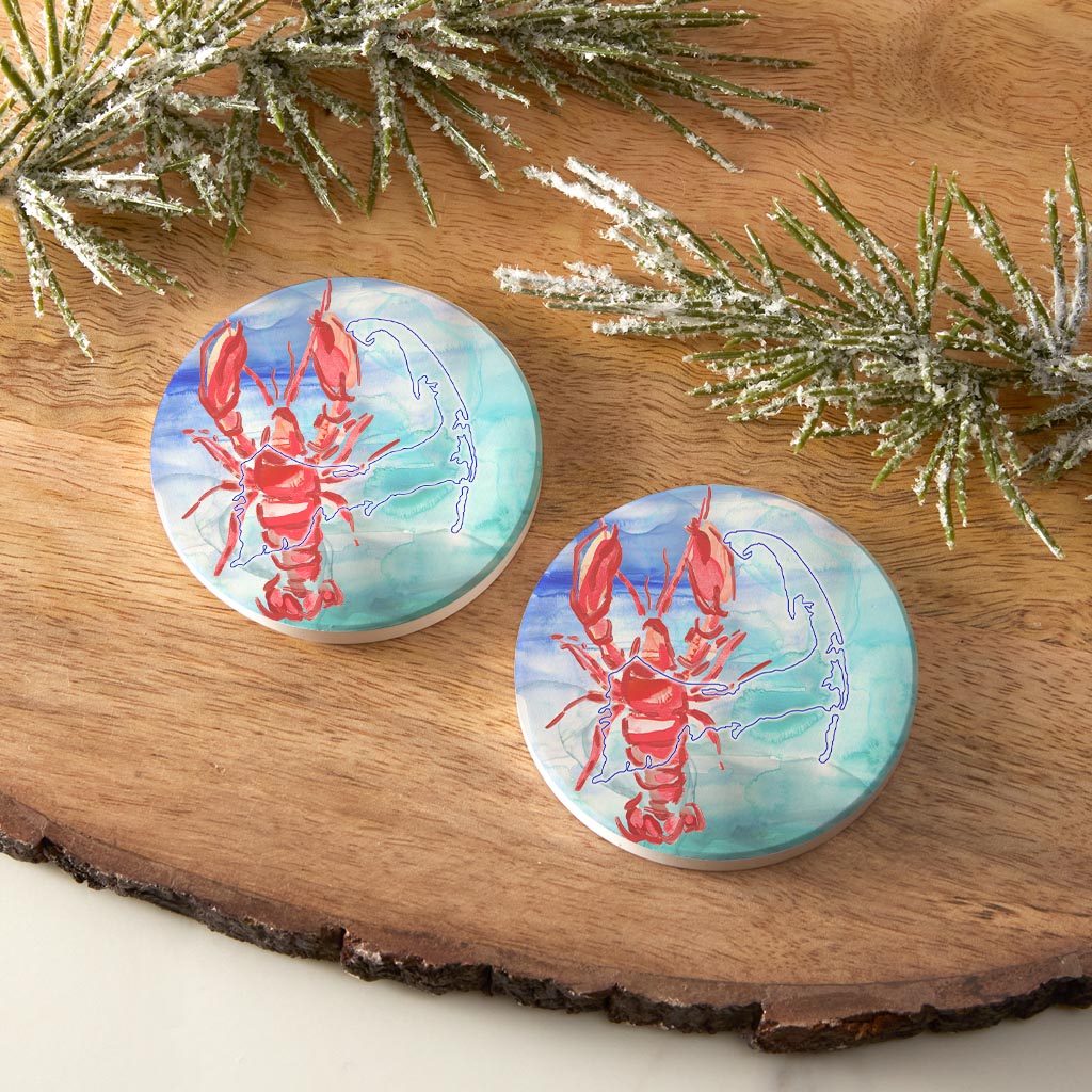 Watercolor Lobster | Absorbent Car Coasters | Set of 2 | Min 4