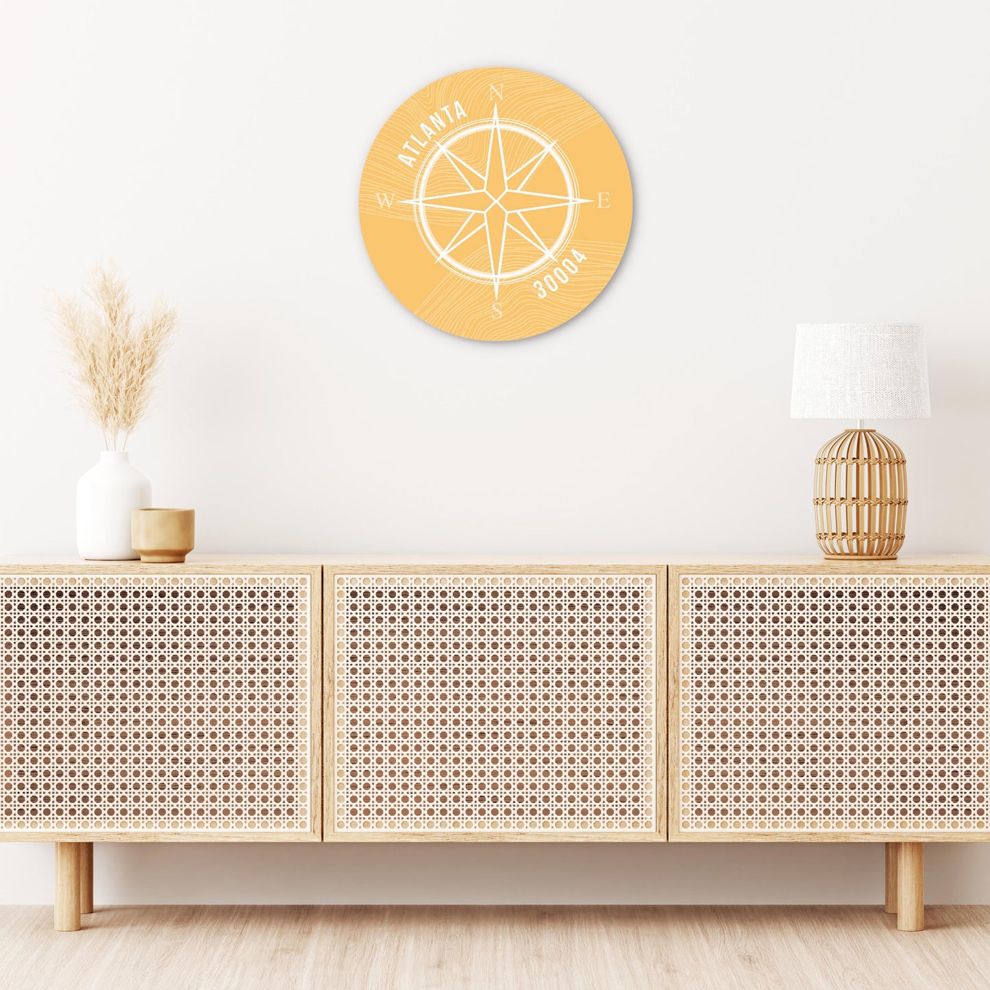 Boho Color Compass Zip On Yellow Georgia Atlanta | Wood Sign | Eaches | Min 1