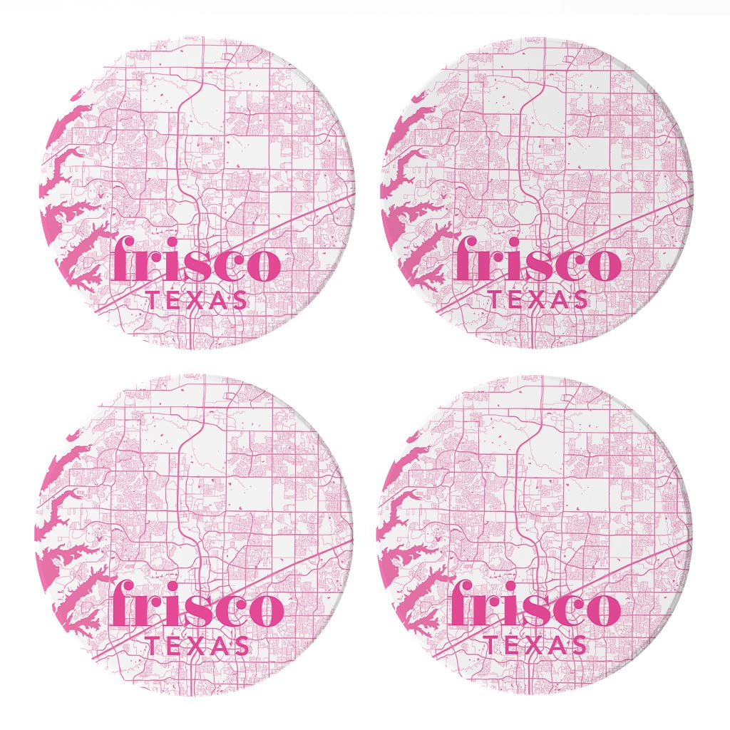 Bright Modern Pink Map Texas Frisco