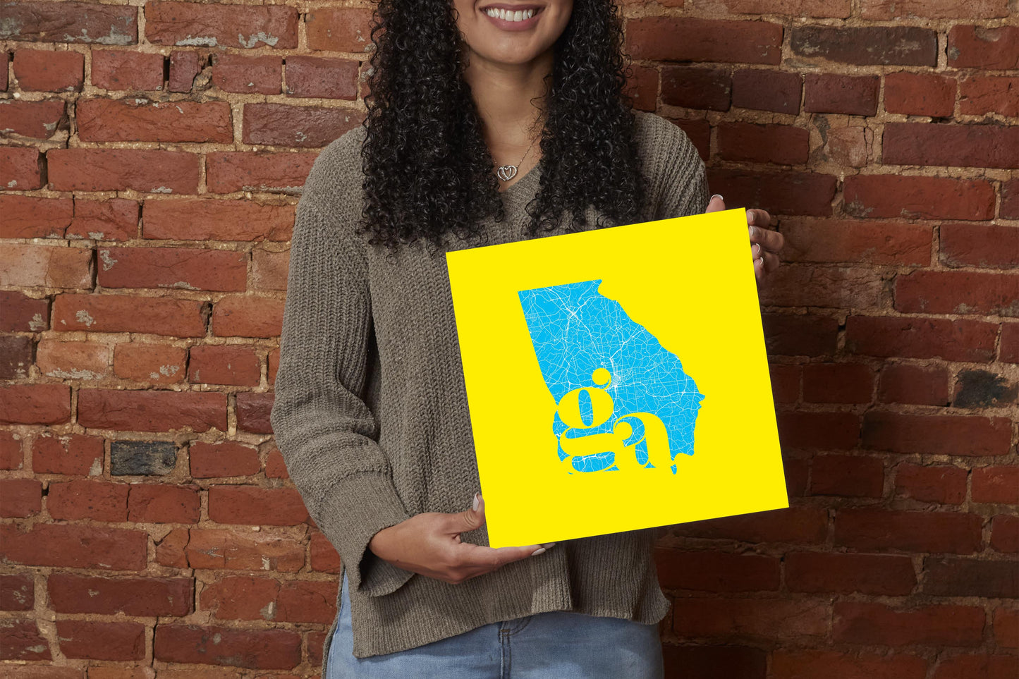 Bright Modern Abbreviated State Yellow Georgia | Wood Sign | Eaches | Min 2