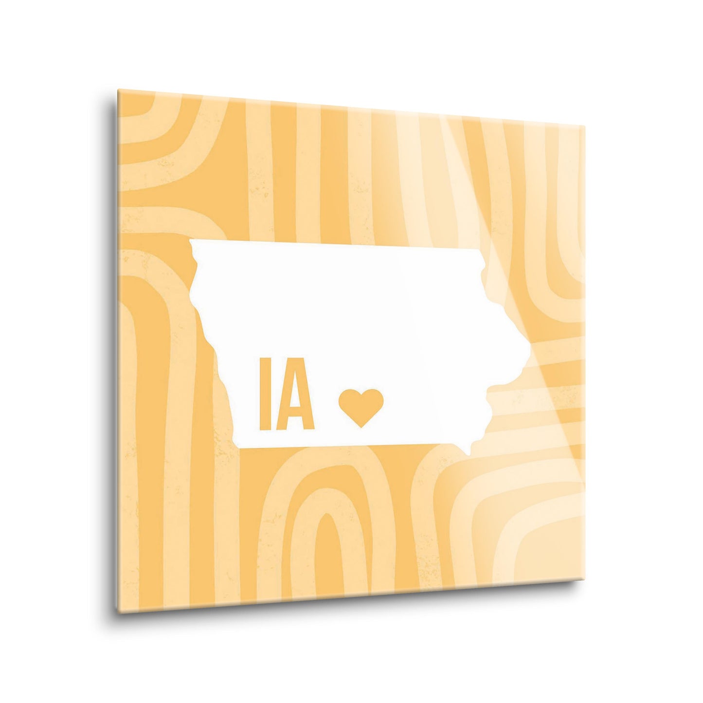 Boho Color Heart State On Yellow Iowa | Hi-Def Glass Art | Eaches | Min 2