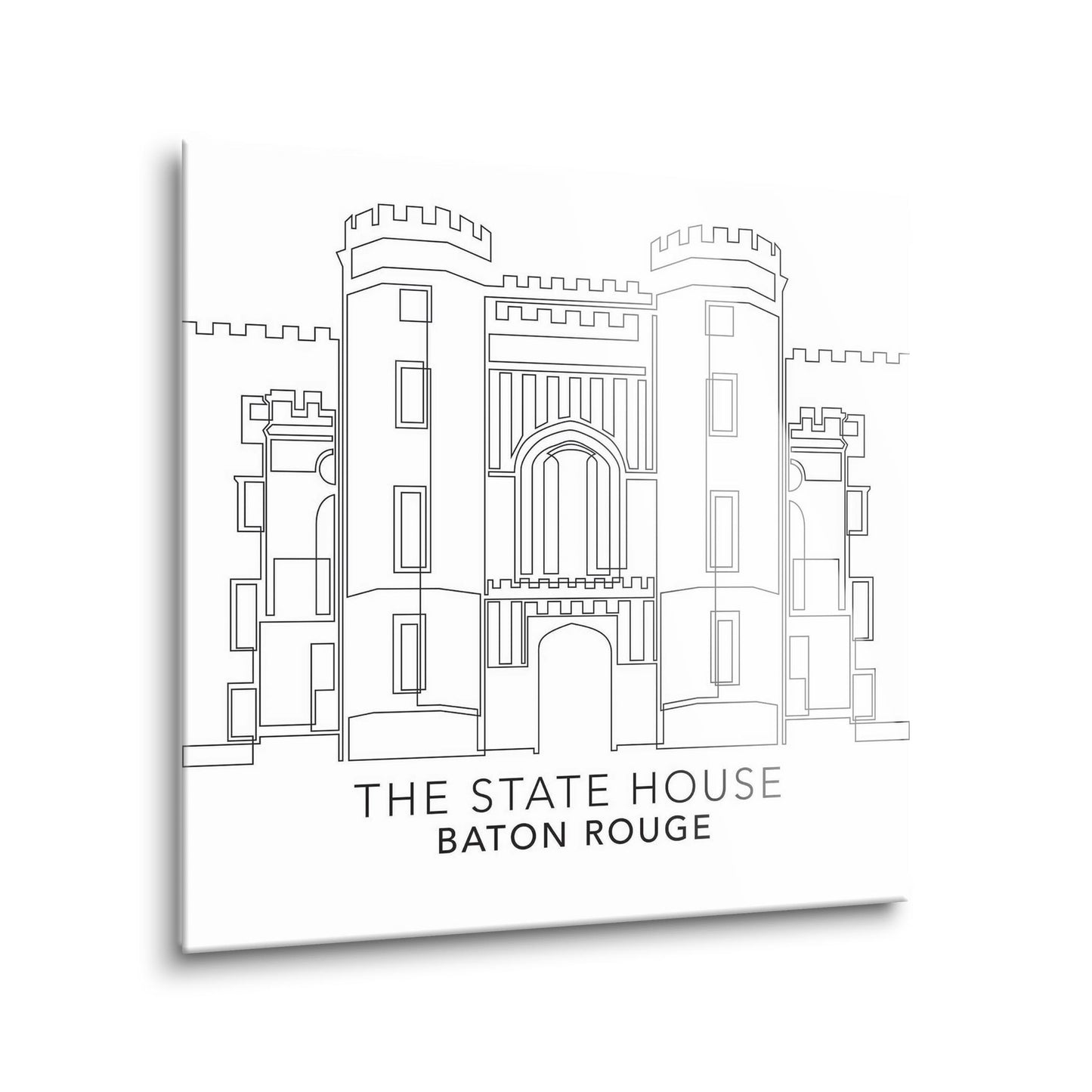 Minimalistic Baton Rouge State House | Hi-Def Glass Art | Eaches | Min 1