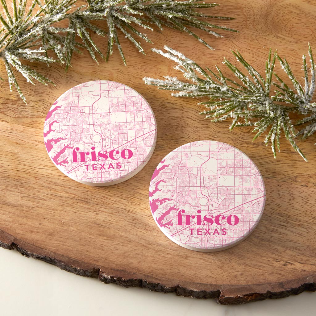 Bright Modern Pink Map Texas Frisco