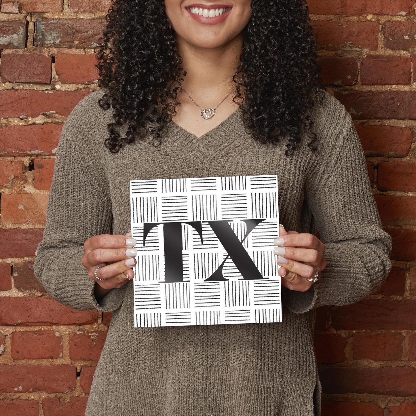 Black And White Abbreviated On White Texas | Hi-Def Glass Art | Eaches | Min 2