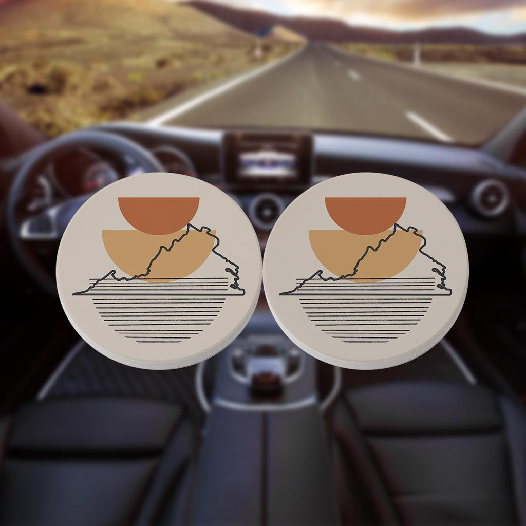 Vintage Groove Shape Stack Virginia| Absorbent Car Coasters | Set of 2 | Min 4