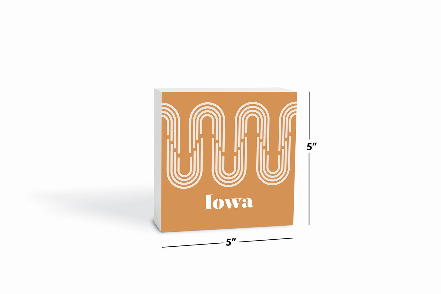 Vintage Groove Yellow Wave Lines Iowa | Wood Block | Eaches | Min 4