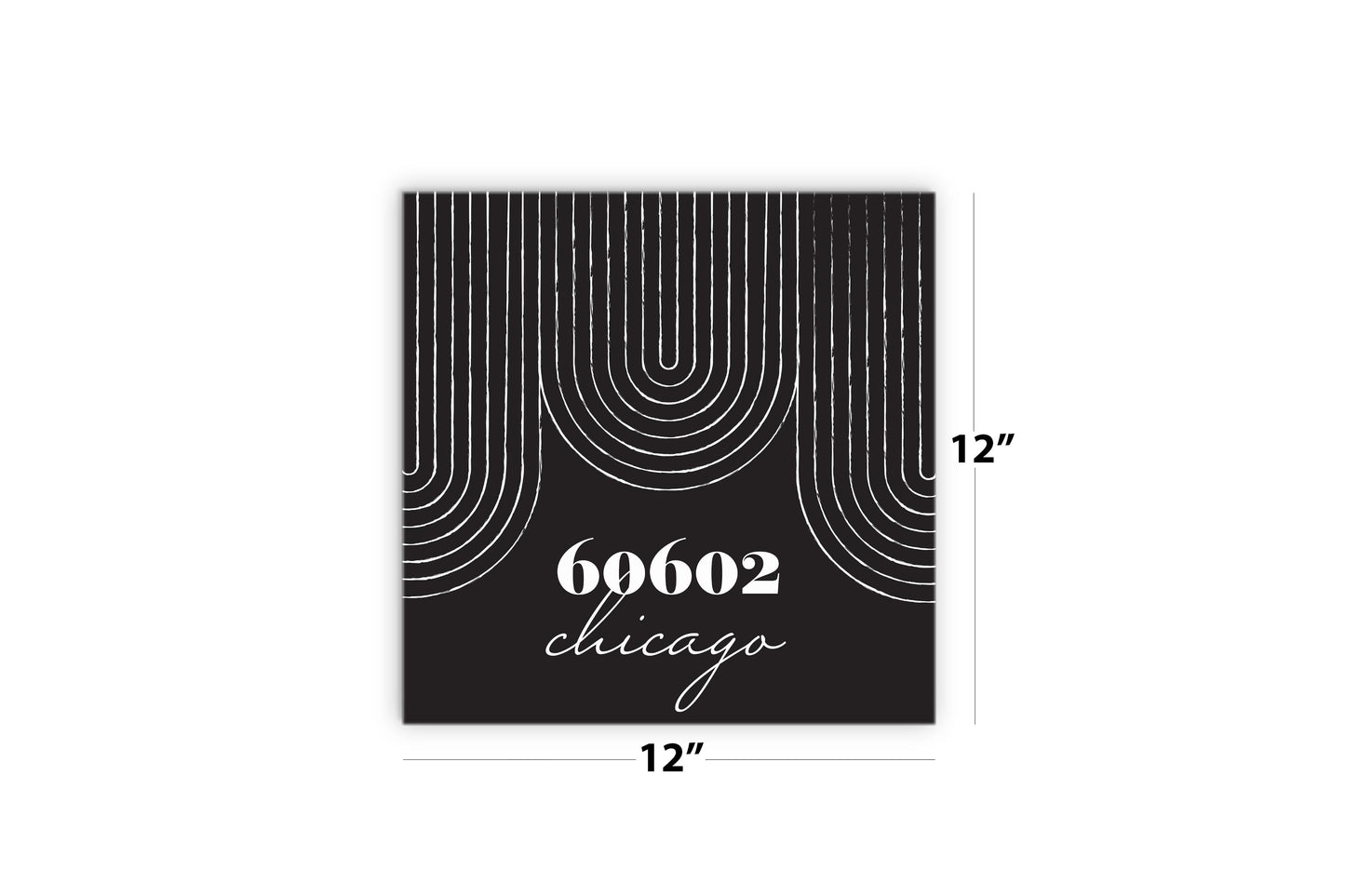 Black And White City Zip On Black Illinois Chicago | Wood Sign | Eaches | Min 2