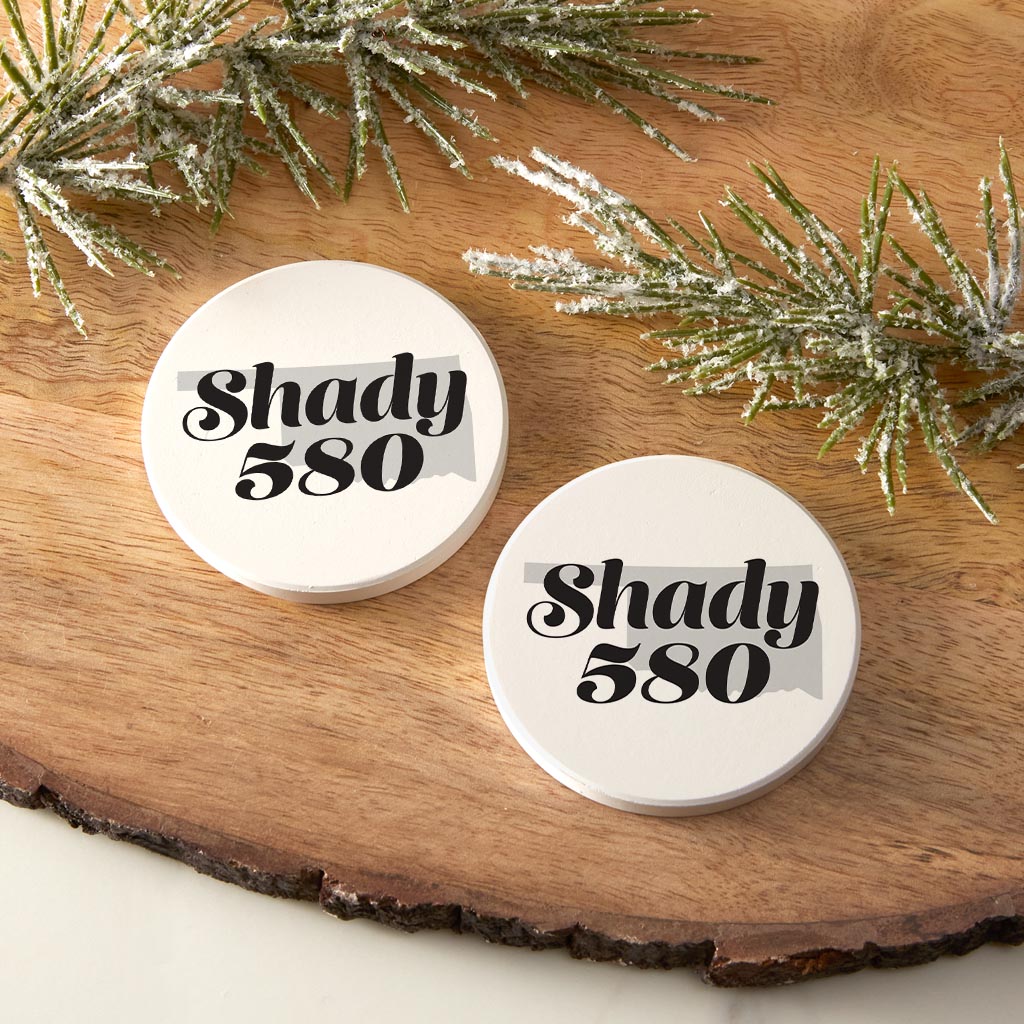 Minimalistic B&W Ardmore Ok Shady 580 White | Absorbent Car Coasters | Set of 2 | Min 4