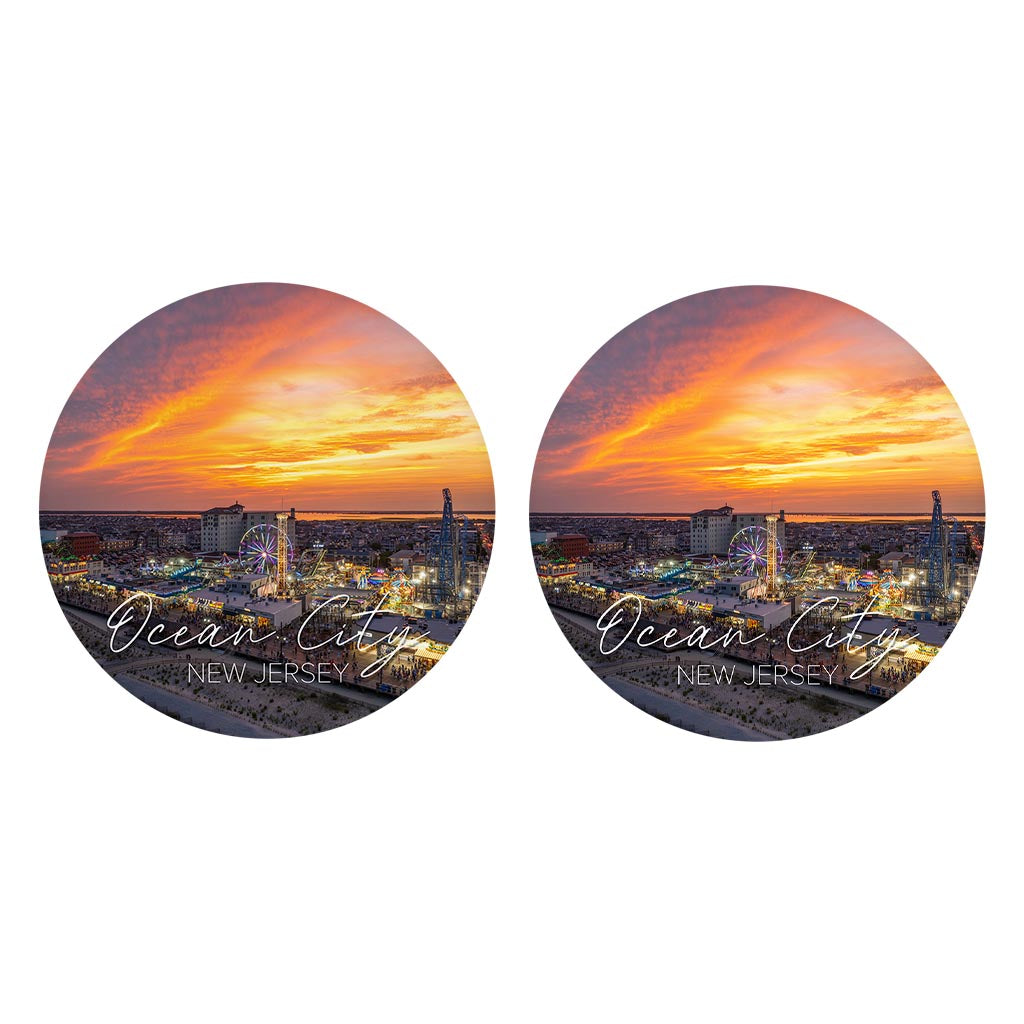 Playland Sunset Car Coaster | Absorbent Car Coasters | Set of 2 | Min 4