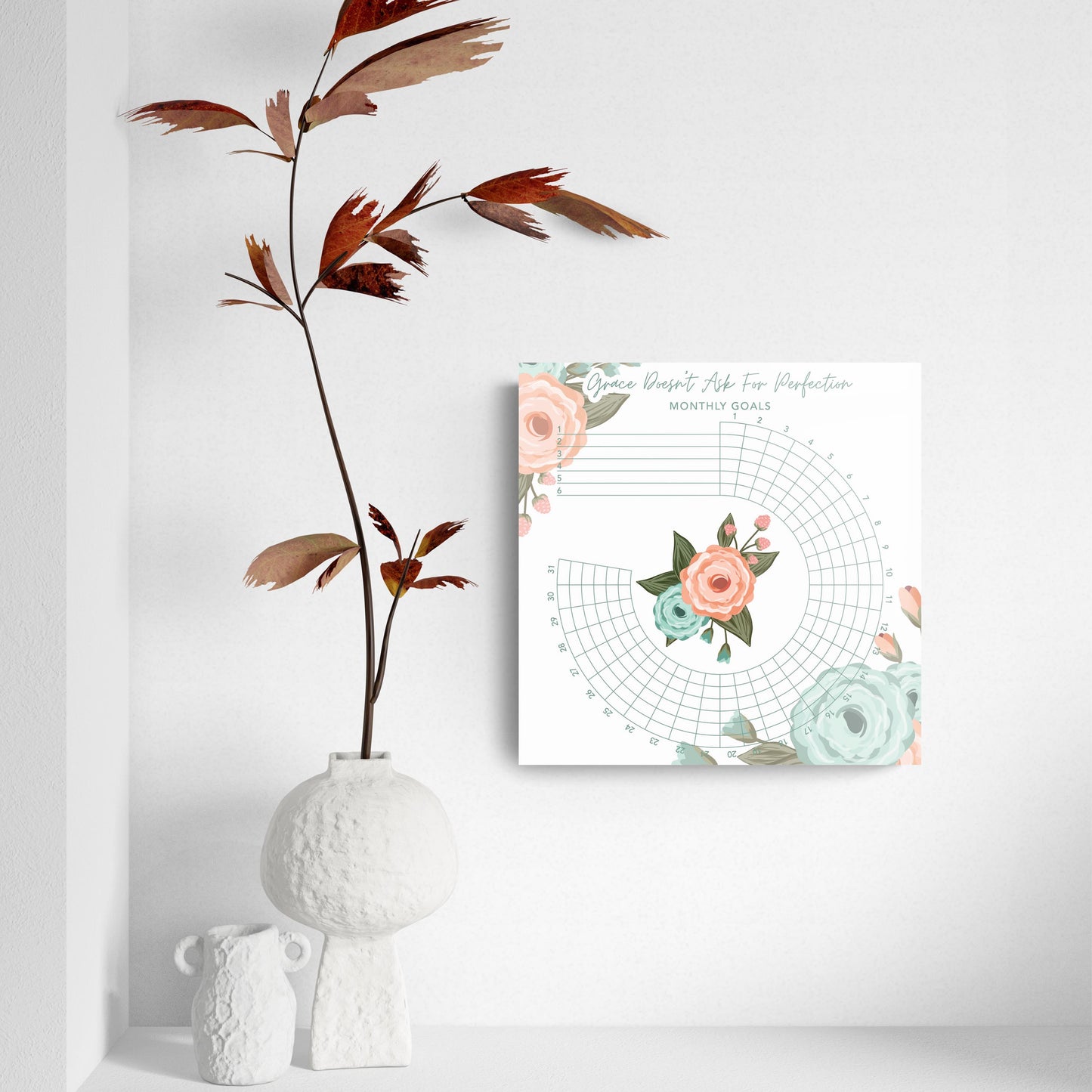 Floral Habit Tracker Grace Doesn't Ask For Perfection| Hi-Def Glass Art | Eaches | Min 2