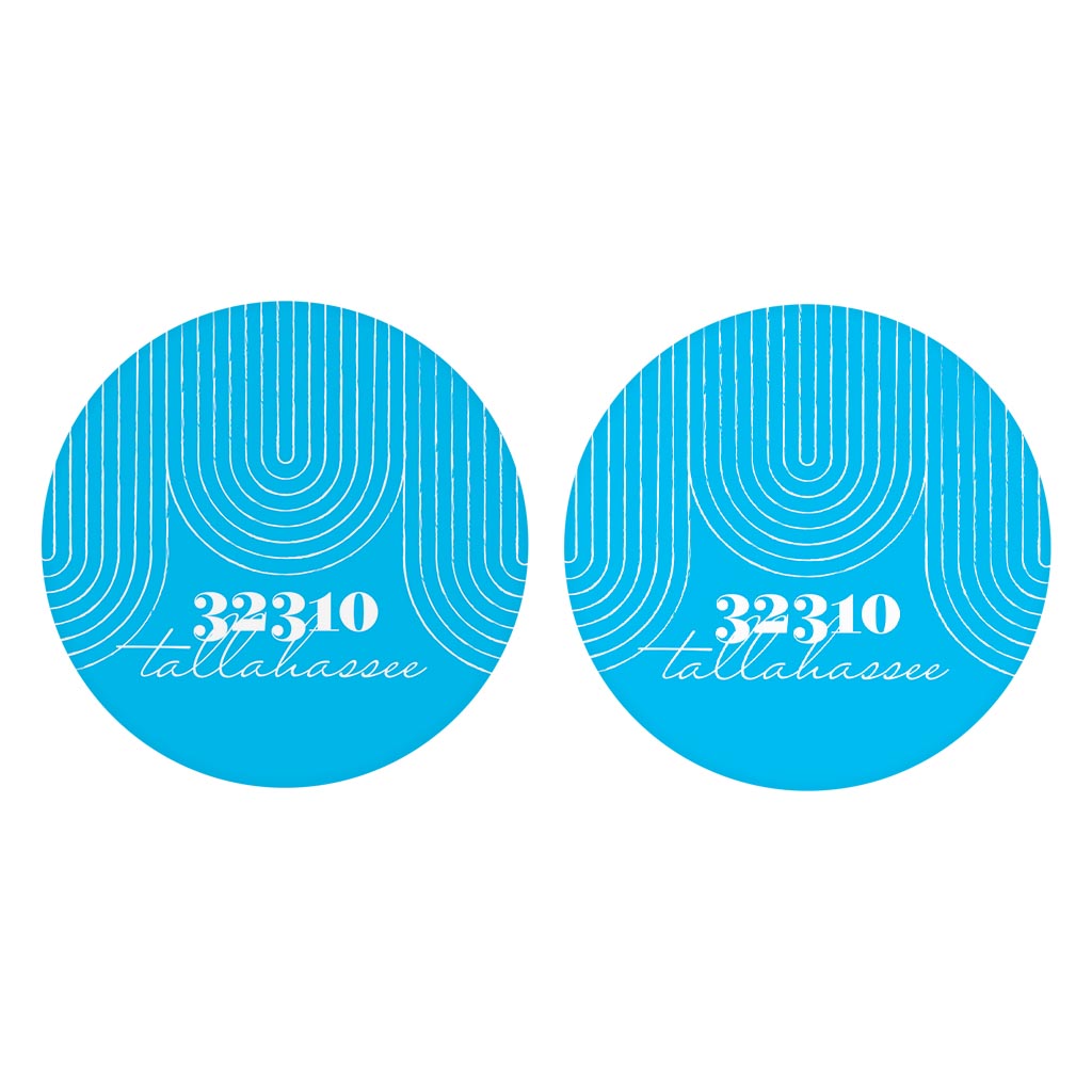 Bright Modern City Zip On Teal Florida Tallahassee | Absorbent Car Coasters | Set of 2 | Min 4
