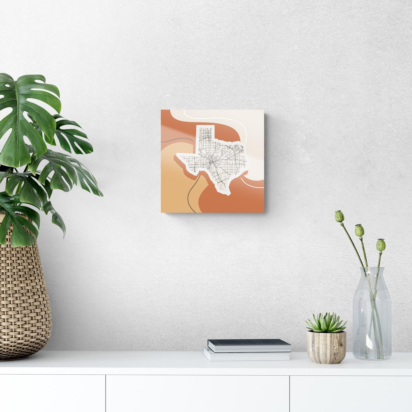 Vintage Groove Fluid Orange Map Texas Dallas | Hi-Def Glass Art | Eaches | Min 1