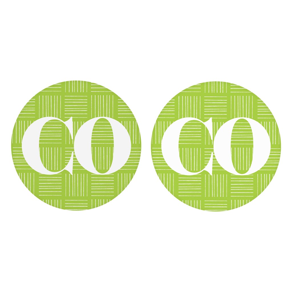 Bright Modern Abbreviated On Green Colorado| Absorbent Car Coasters | Set of 2 | Min 4