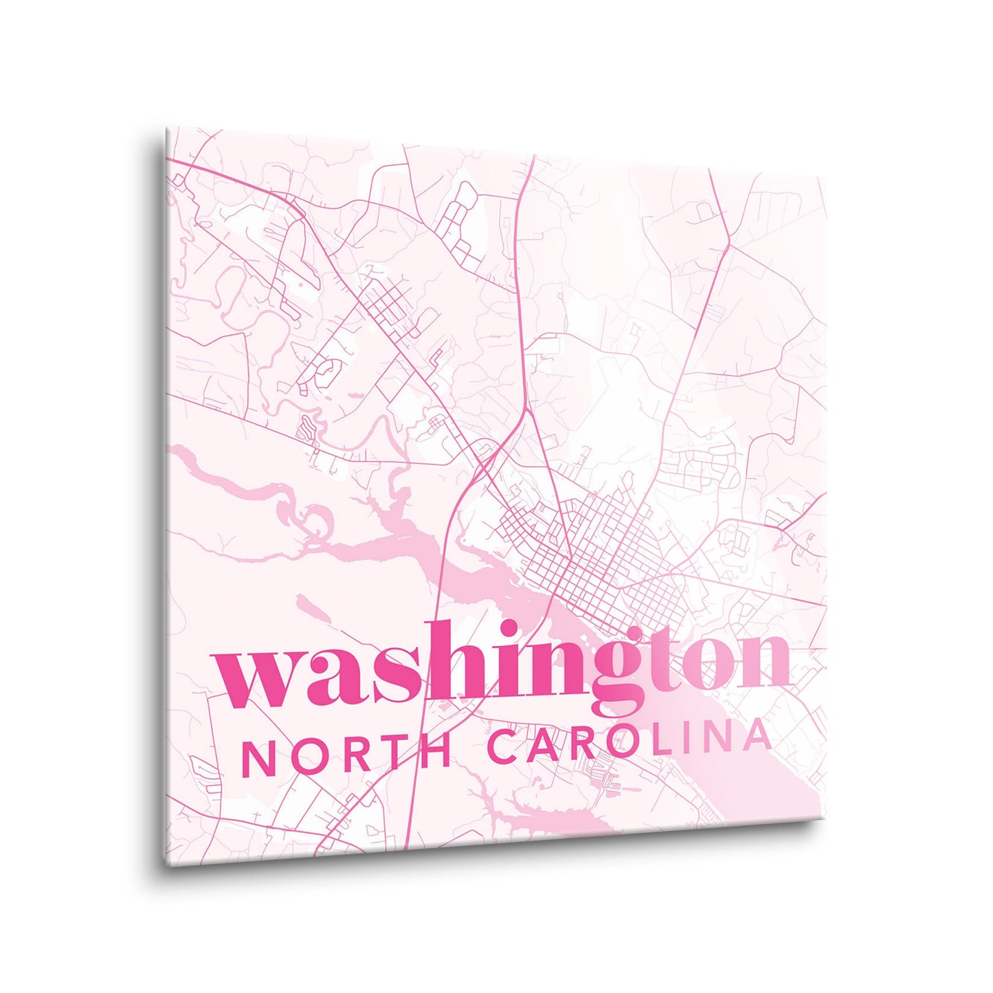 Bright Modern Pink Map North Carolina Washington| Hi-Def Glass Art | Eaches | Min 2
