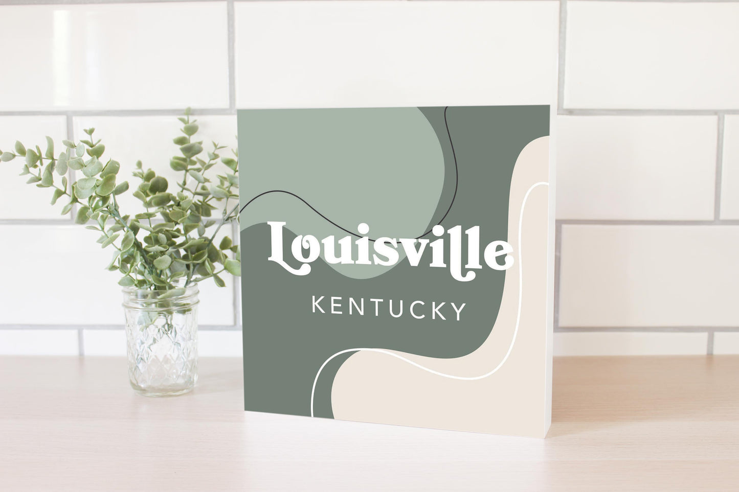 Vintage Groove Fluid Green Kentucky Louisville | Wood Block | Eaches | Min 2