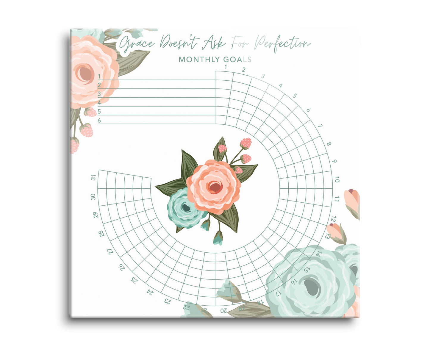 Floral Habit Tracker Grace Doesn't Ask For Perfection| Hi-Def Glass Art | Eaches | Min 2