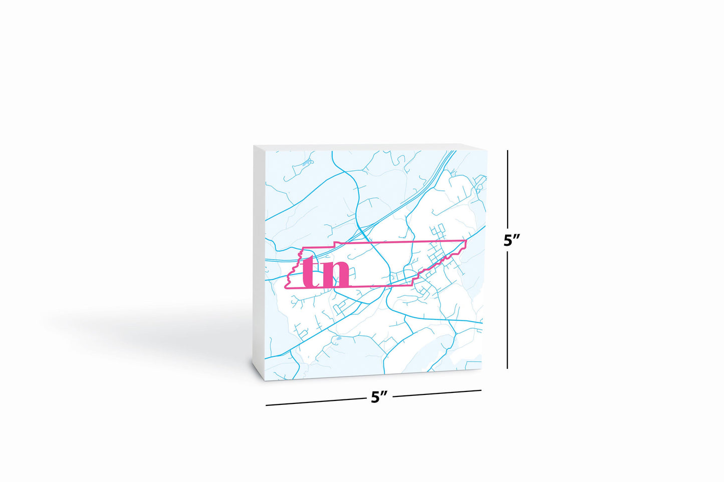 Bright Modern Abbreviated State Map Blue Tennessee Blountville | Wood Block | Eaches | Min 4