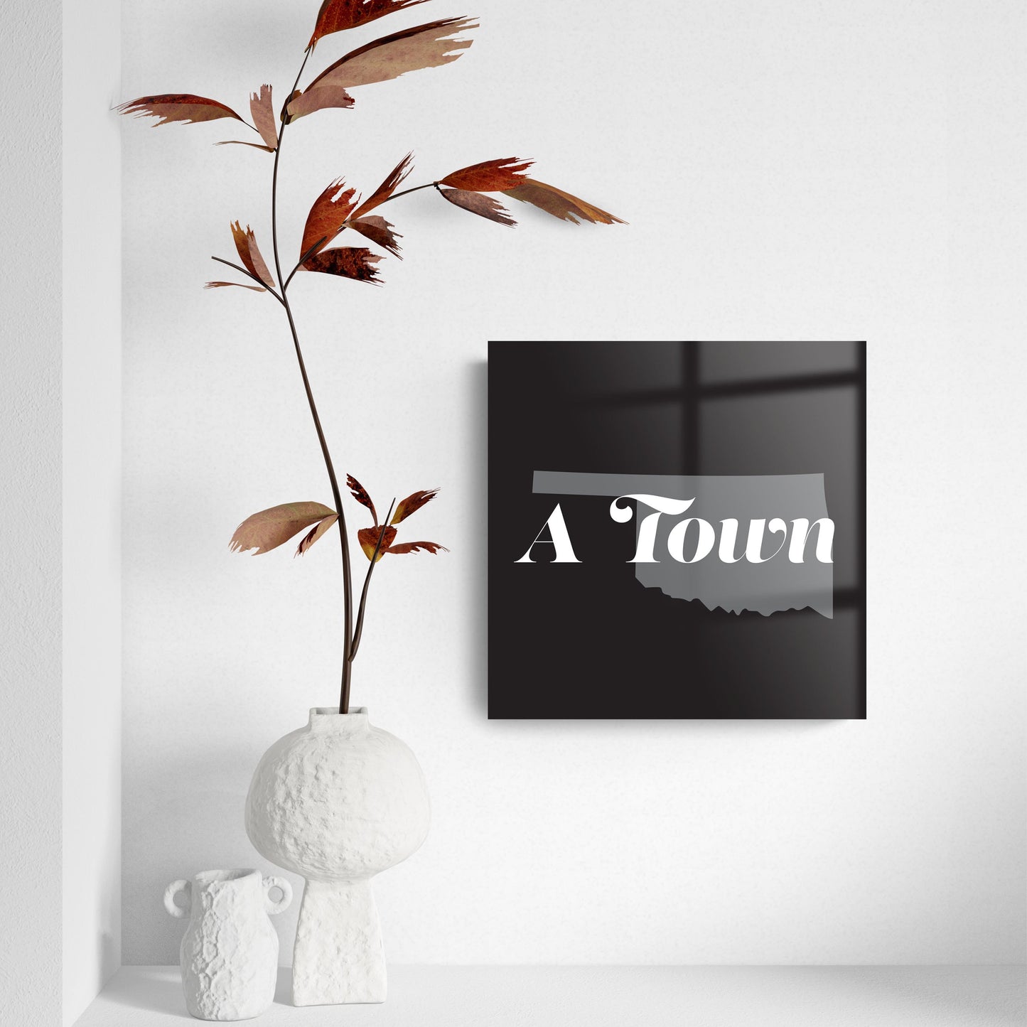 Minimalistic B&W Ardmore Ok A Town Black | Hi-Def Glass Art | Eaches | Min 2
