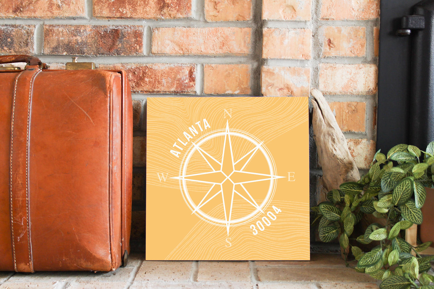 Boho Color Compass Zip On Yellow Georgia Atlanta | Wood Sign | Eaches | Min 2